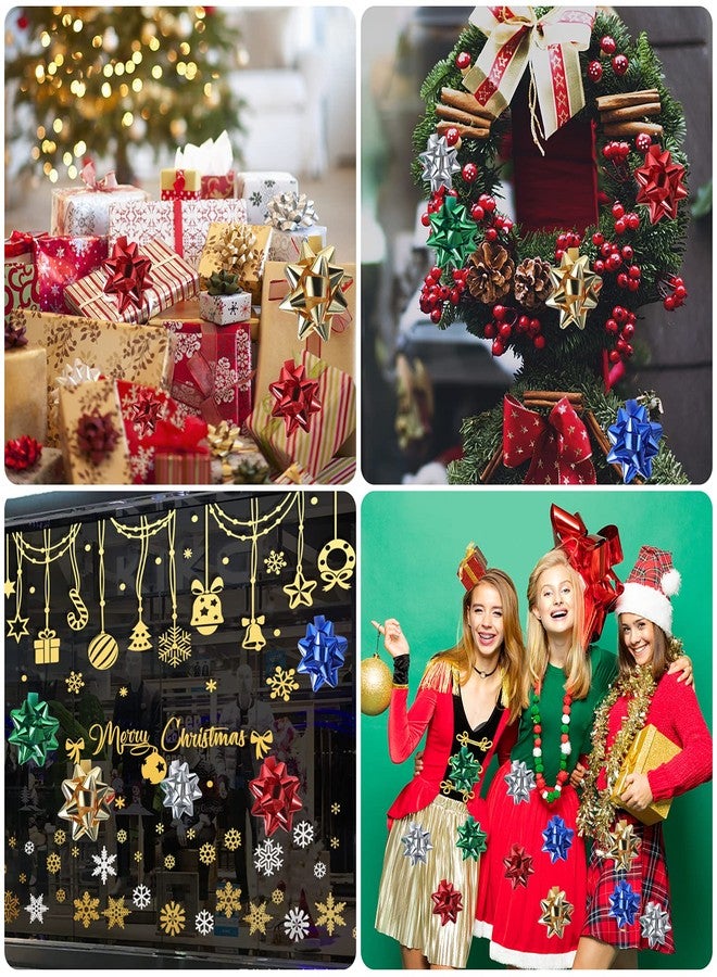 Extrapins 75pcs Metallic Christmas Bows - Assorted Self-Adhesive Wrap Bows for Gifts & Wreaths - 5 Holiday Colors - Image 5